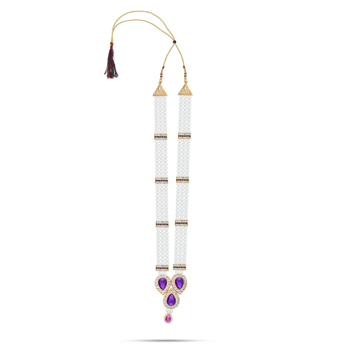 3 Line Moti Mala - 19 Inches | White Beaded Mala/ Artificial Jewellery For Weddings And Women - Image 5