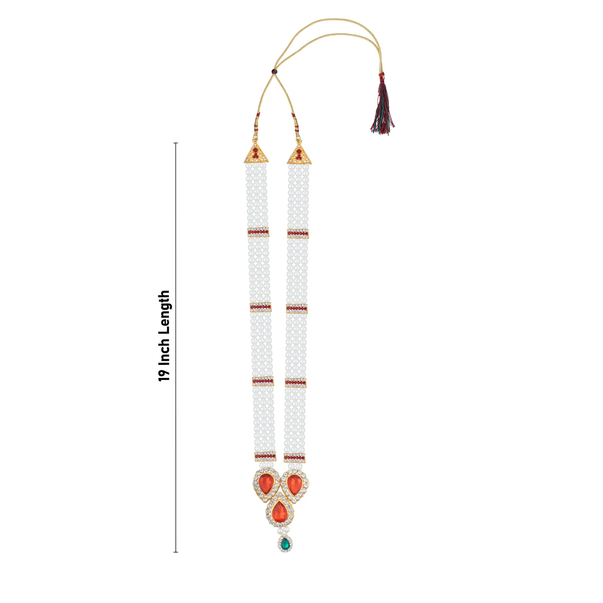 3 Line Moti Mala - 19 Inches | White Beaded Mala/ Artificial Jewellery For Weddings And Women - Image 6