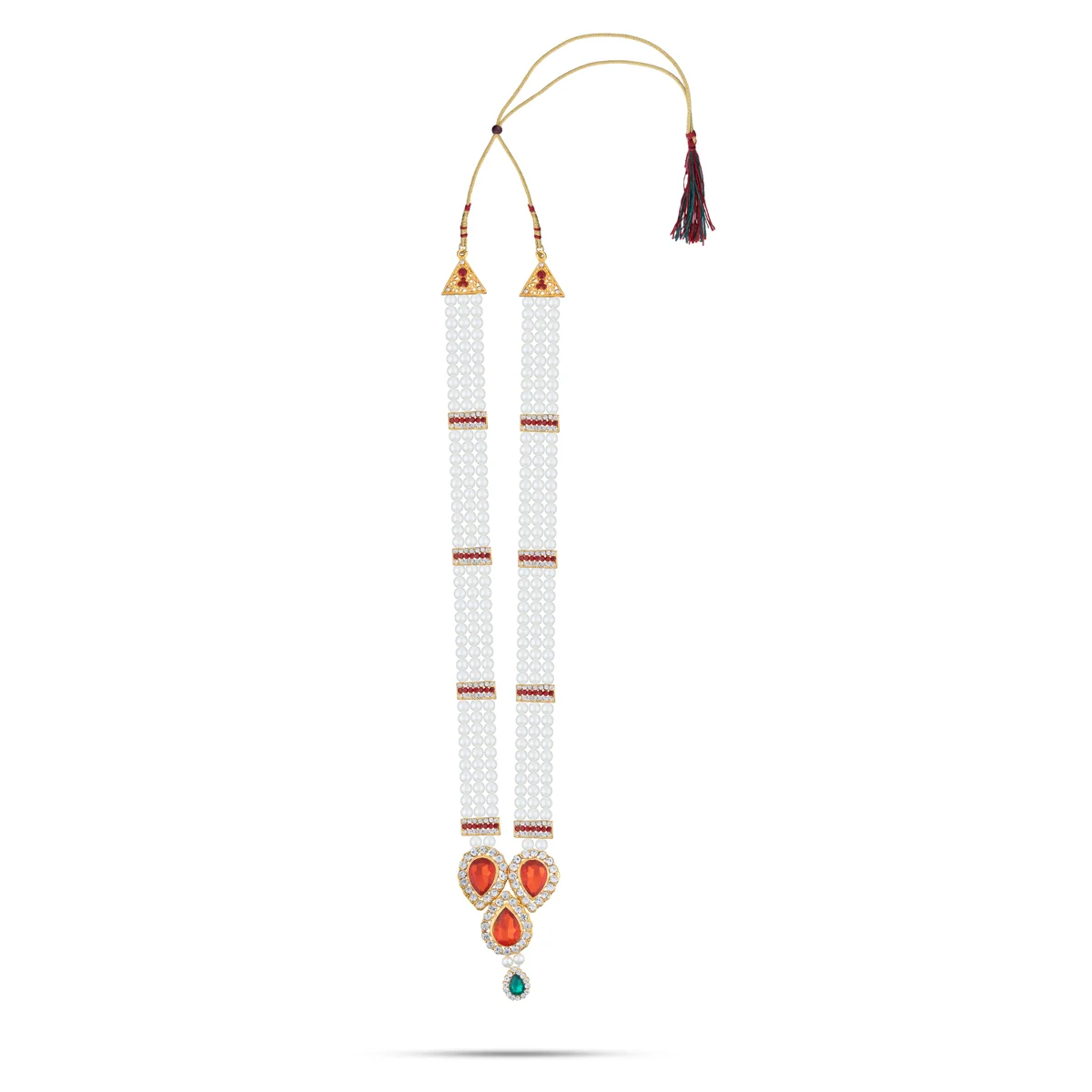 3 Line Moti Mala - 19 Inches | White Beaded Mala/ Artificial Jewellery For Weddings And Women - Image 7