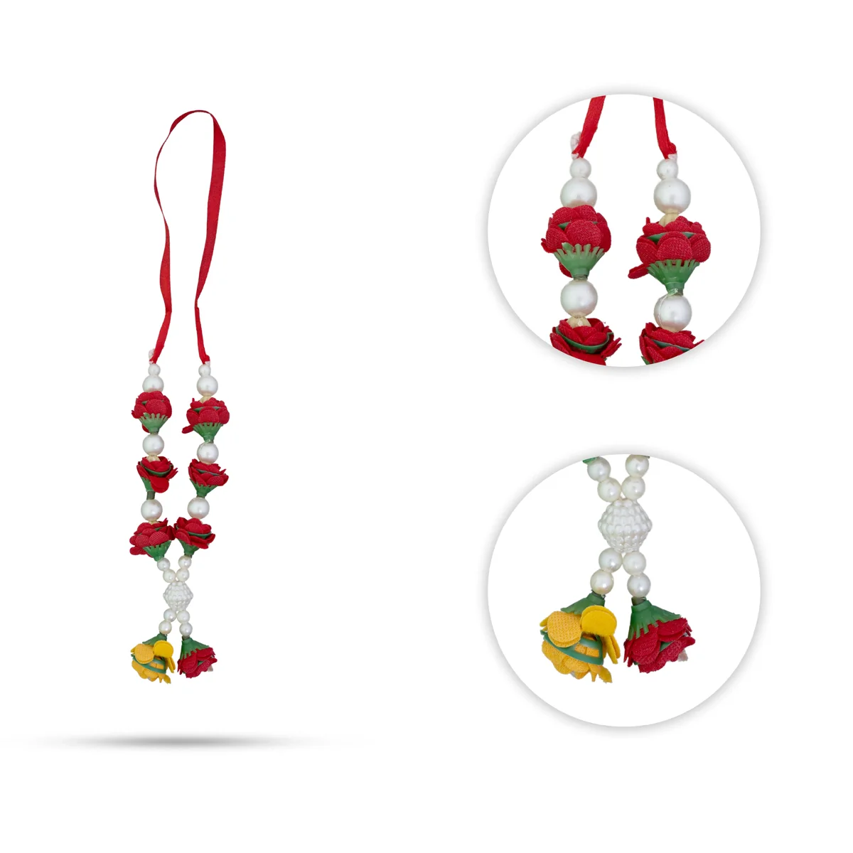 Moti Mala - 6 Inches | Decorative Floral Garland/ Mala For Idols & Photo Frame - Image 2