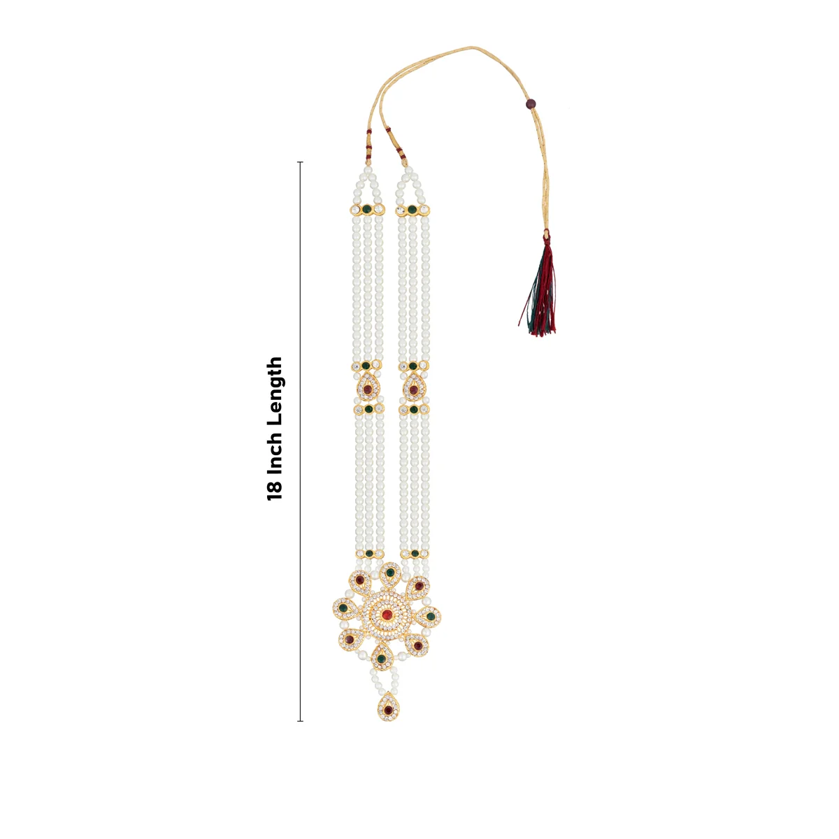 3 Line Moti Mala - 18 Inches | White Beaded Mala/ Artificial Jewellery For Weddings And Women - Image 2
