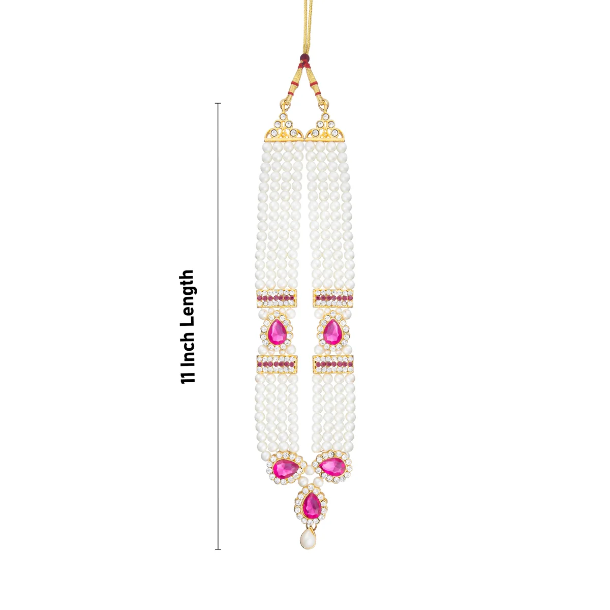 4 Line Moti Mala - 11 Inches | White Beaded Mala/ Artificial Jewellery For Weddings And Women - Image 2