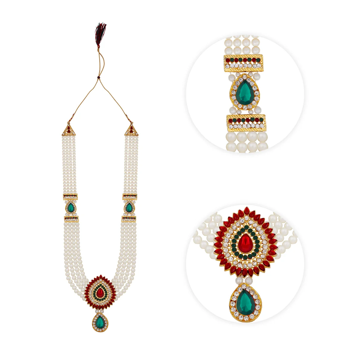 4 Line Moti Mala - 15 Inches | White Beaded Mala/ Artificial Jewellery For Weddings And Women - Image 6