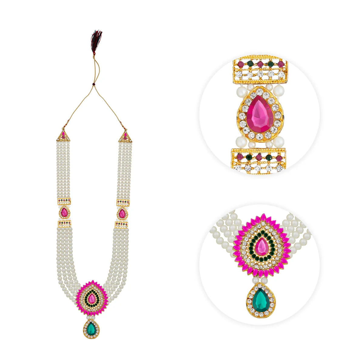 4 Line Moti Mala - 15 Inches | White Beaded Mala/ Artificial Jewellery For Weddings And Women - Image 7