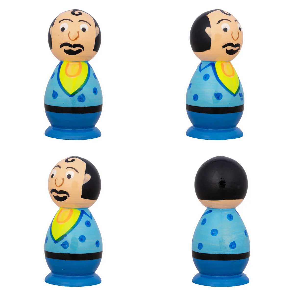 Motu Patlu Set - 3 X 1.5 Inches | 5 Pcs/ Wooden Cartoon Play Toys/ Coloured Wood Sculpture For Kids & Gifting - Image 2