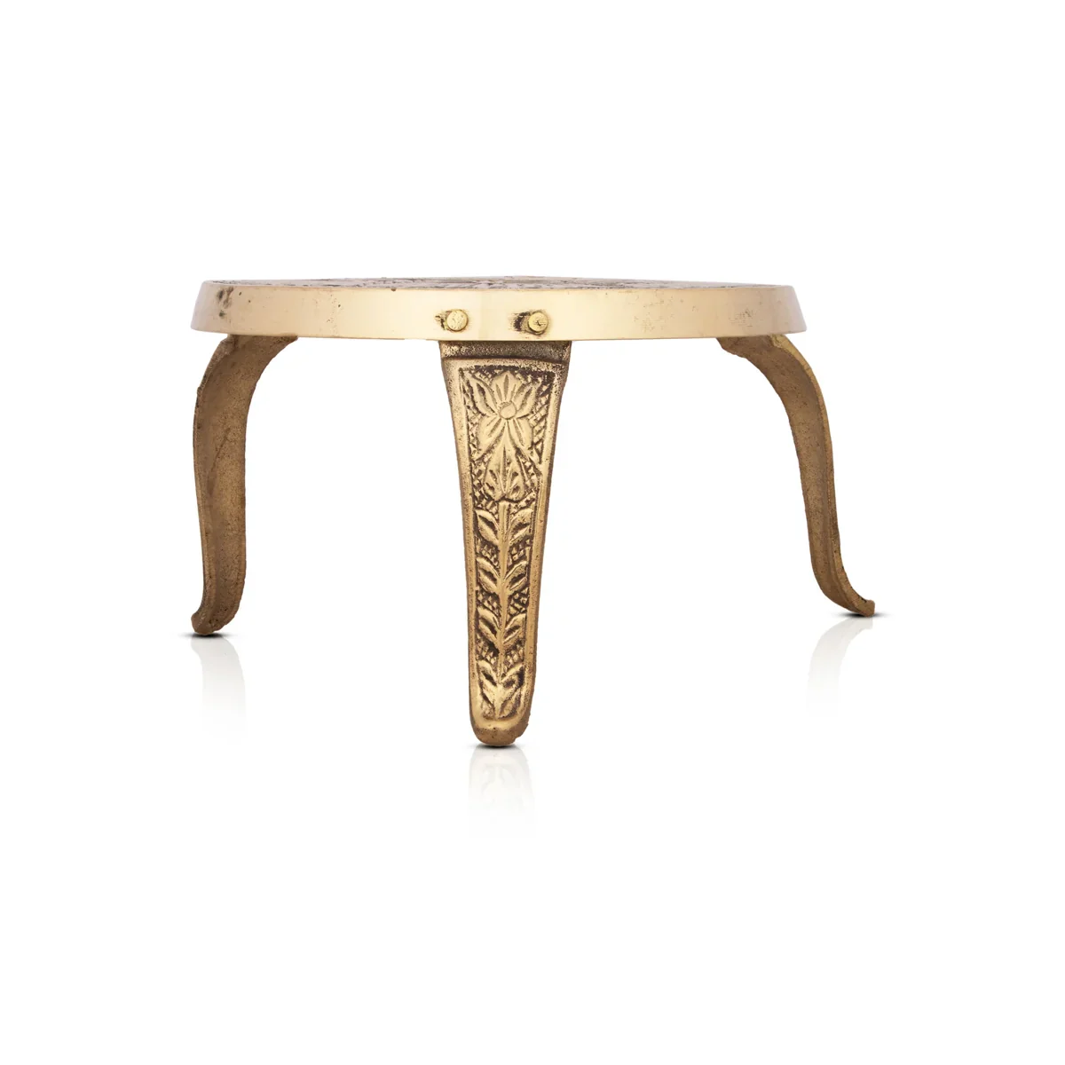 Mukkali Stand - 3.5 x 5 Inches | Chowki/ Brass Mukkali Stool for Pooja/ 360 Gms Approx - Image 2