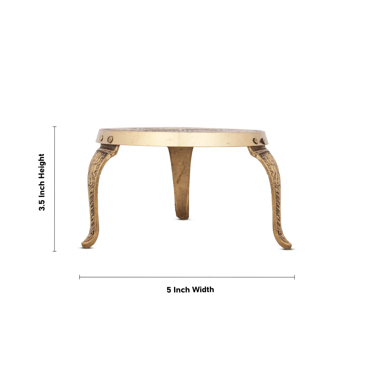 Mukkali Stand - 3.5 x 5 Inches | Chowki/ Brass Mukkali Stool for Pooja/ 360 Gms Approx - Image 5