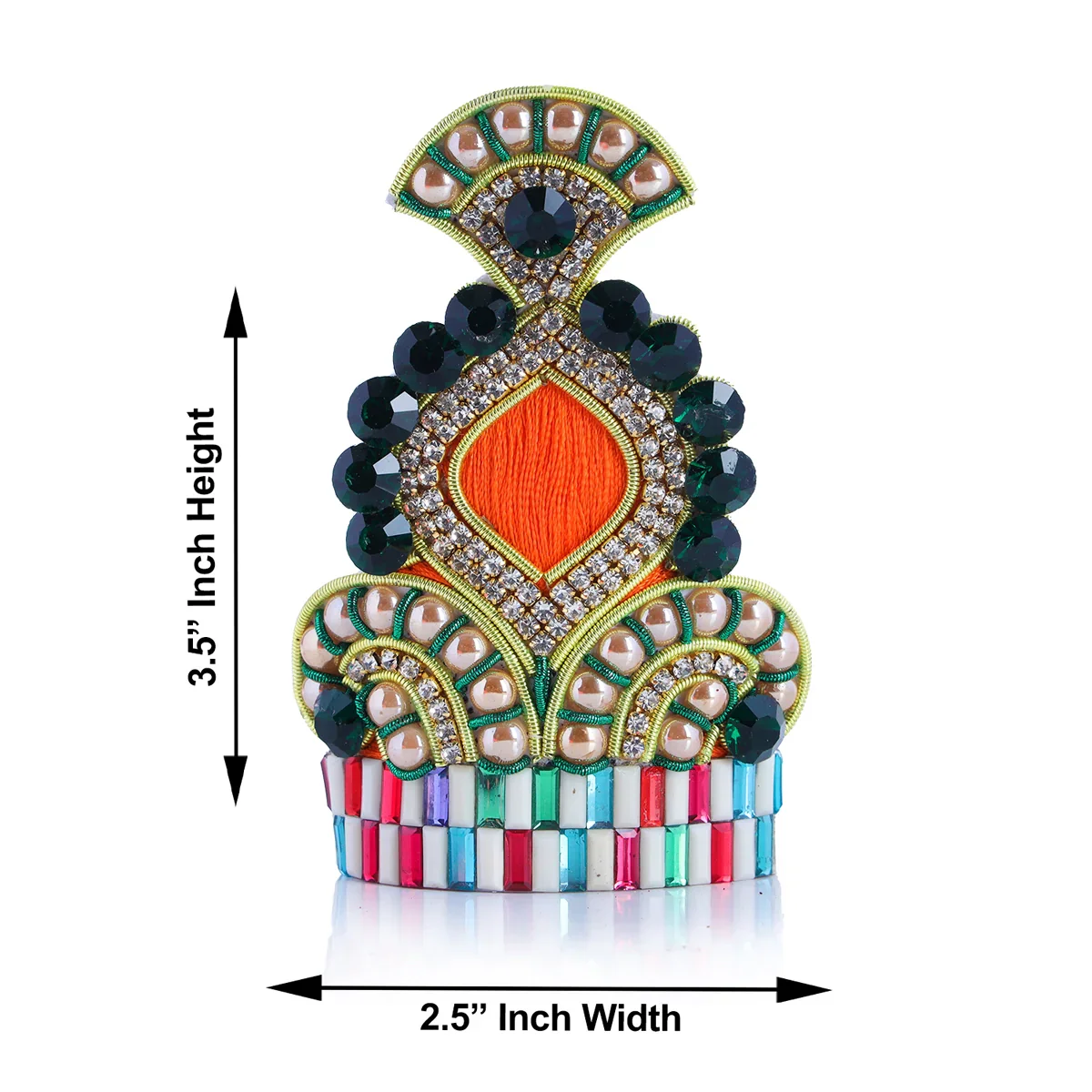 Mukut - 3.5 x 2.5 Inches | MultiColour Stone with Jari Crown for Deity - Image 2