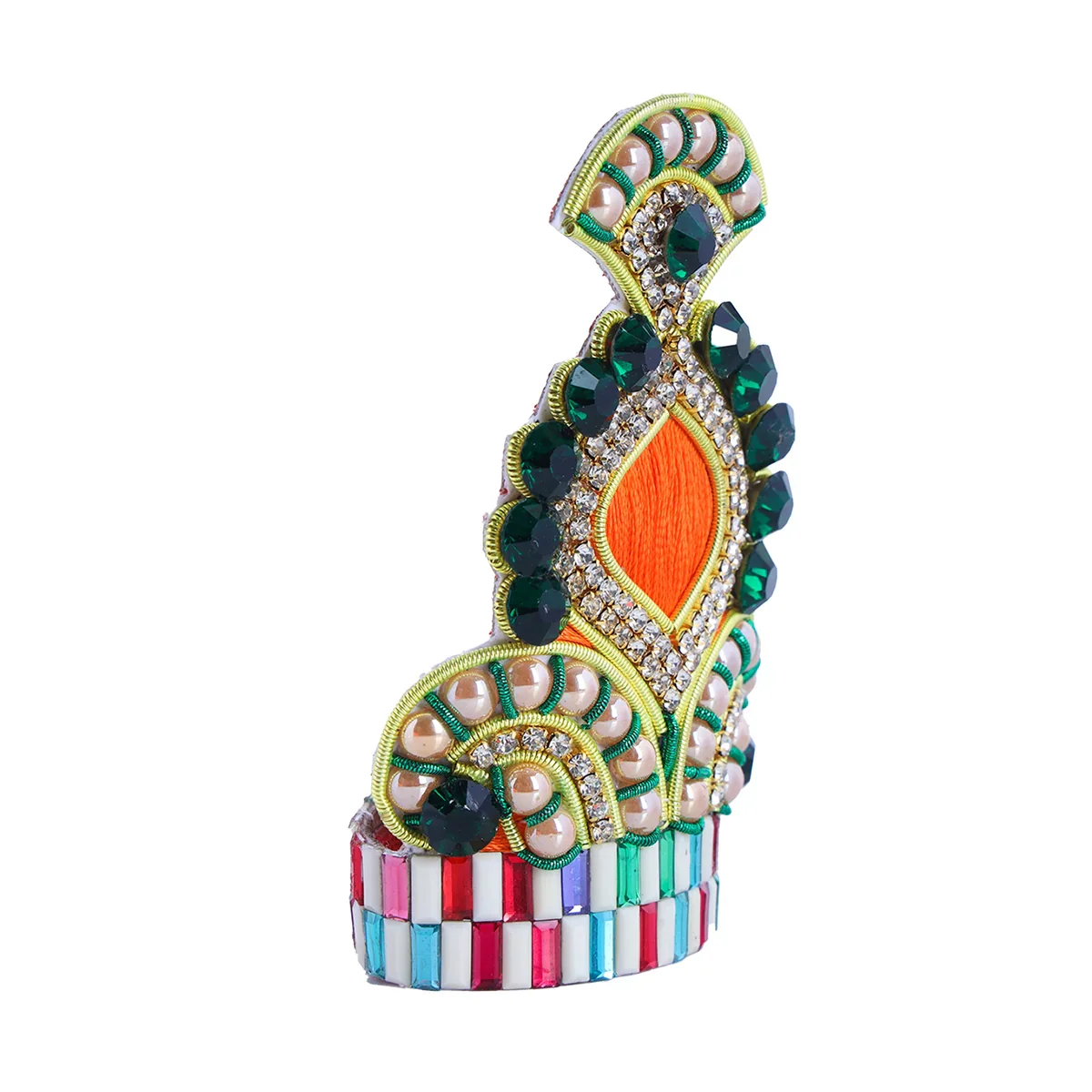 Mukut - 3.5 x 2.5 Inches | MultiColour Stone with Jari Crown for Deity - Image 3