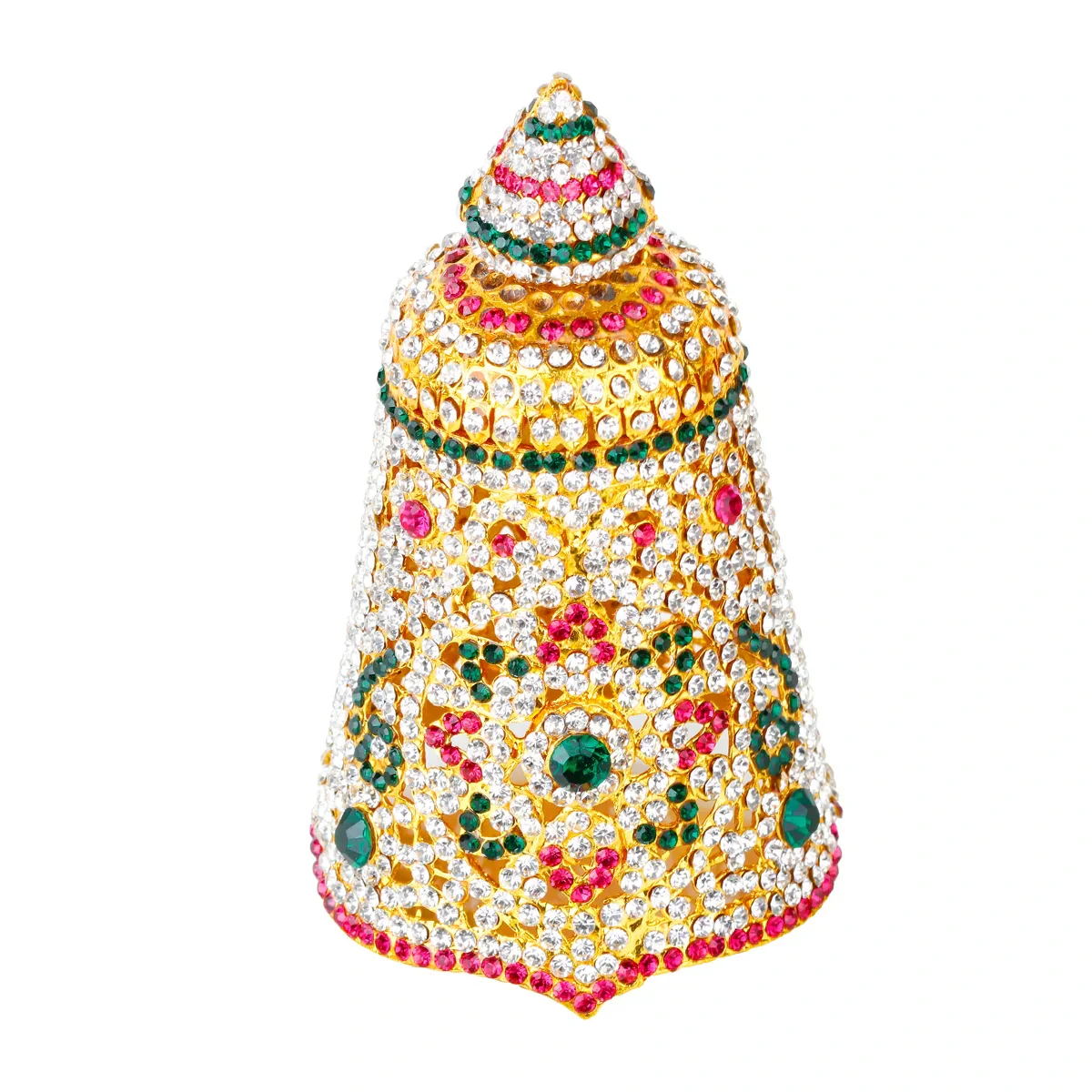 Mukut - 5.5 x 2.75 Inches | Gold Polish Kireetam/ Round Stone Crown/ Jewellery for Deity - Image 3