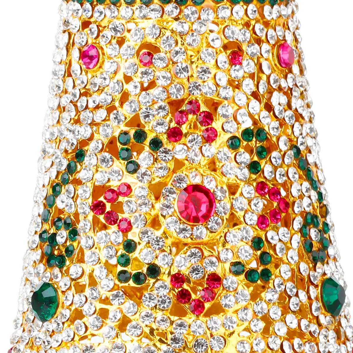 Mukut - 5.5 x 2.75 Inches | Gold Polish Kireetam/ Round Stone Crown/ Jewellery for Deity - Image 4