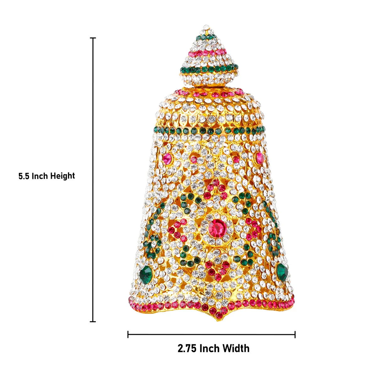 Mukut - 5.5 x 2.75 Inches | Gold Polish Kireetam/ Round Stone Crown/ Jewellery for Deity - Image 5