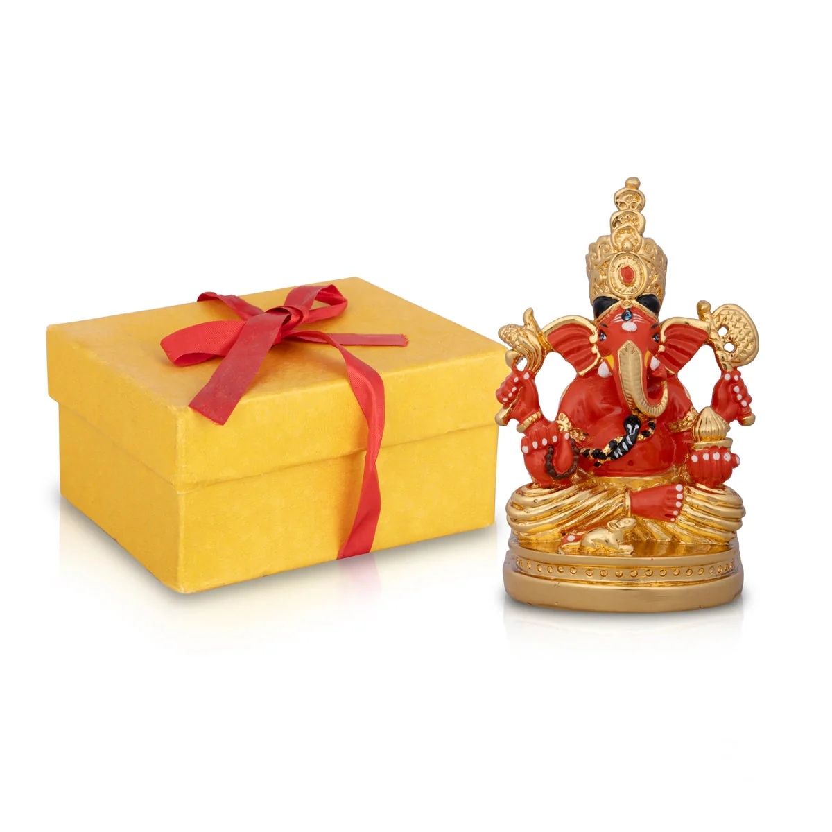 Mukut Ganesh Murti - 4.5 x 3 Inches | Ceramic Sculpture/ Ganpati Idol/ Vinayaka Statue for Pooja - Image 2