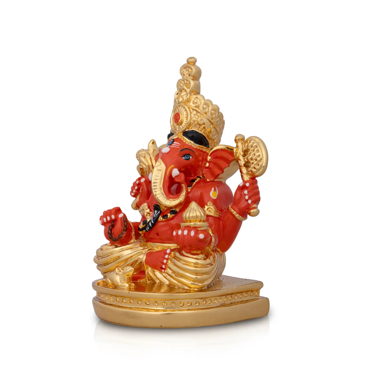 Mukut Ganesh Murti - 4.5 x 3 Inches | Ceramic Sculpture/ Ganpati Idol/ Vinayaka Statue for Pooja - Image 4