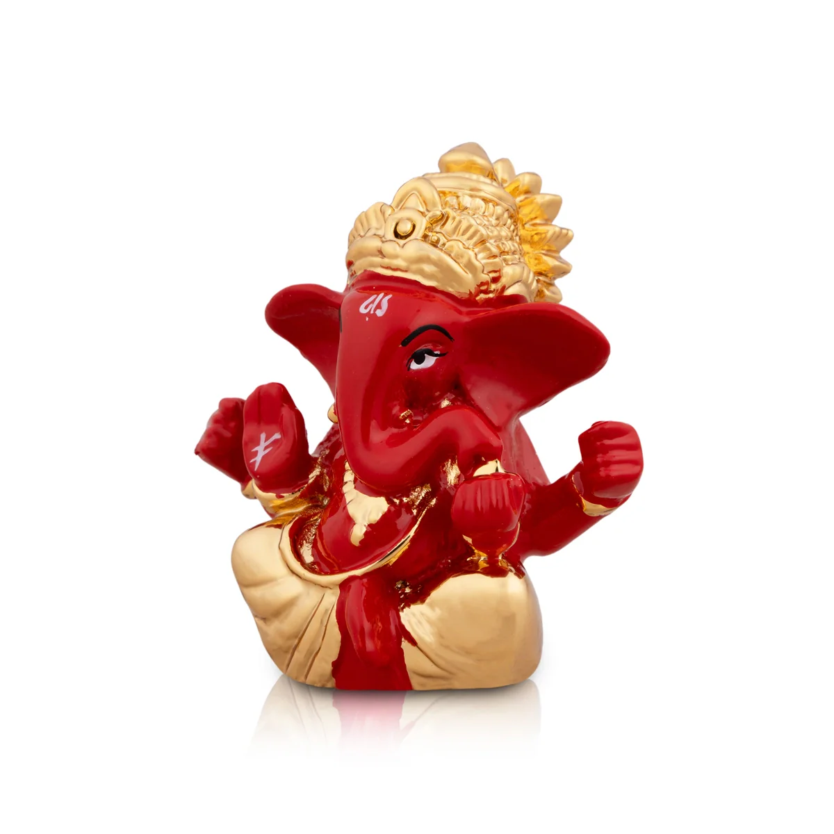 Ganesh Murti - 2 x 1.75 Inches | Metal Gold Polish Ganpati Idol/ Sitting Vinayaka Statue for Pooja - Image 3