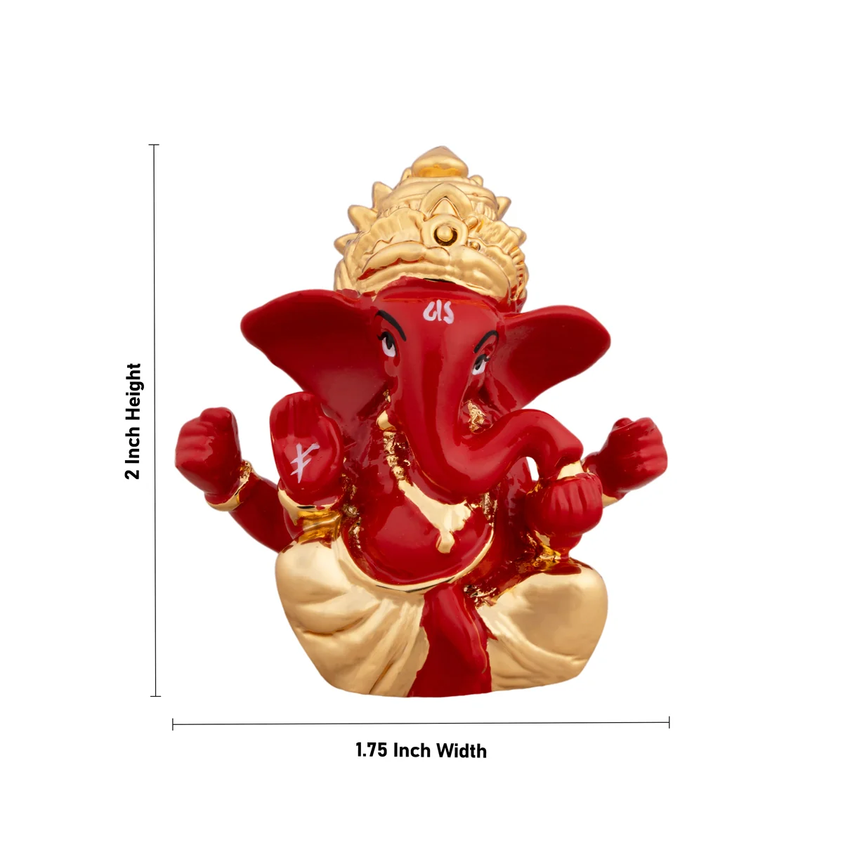 Ganesh Murti - 2 x 1.75 Inches | Metal Gold Polish Ganpati Idol/ Sitting Vinayaka Statue for Pooja - Image 6