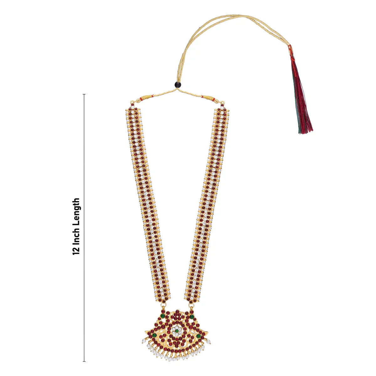 Multicolour Stone Haram - 12 Inches | Bharatanatyam Jewellery/ Kemp Artificial Jewelry For Dance - Image 3