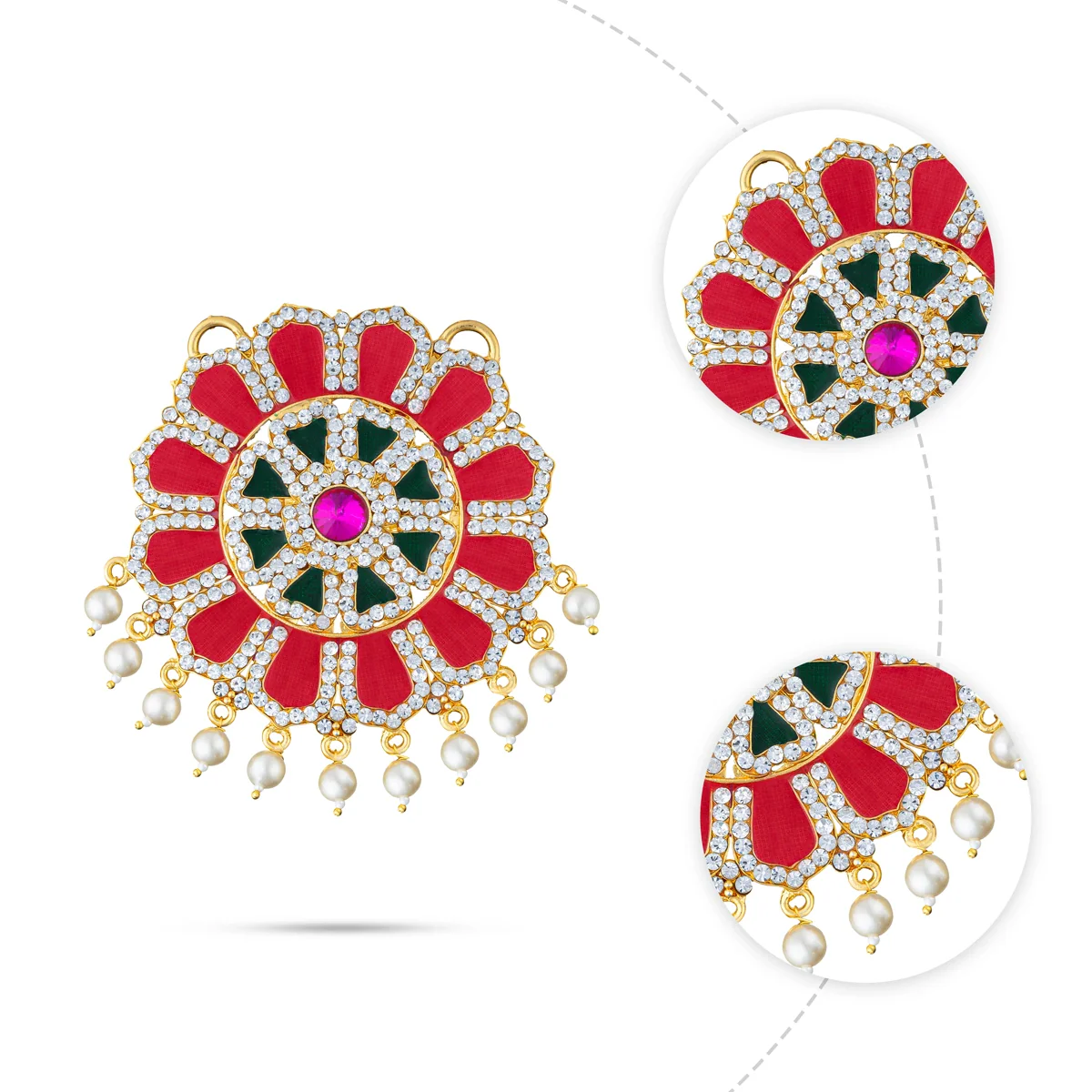 Multicolour Stone Pendant - 3.5 Inches | Dollar/ Stone Locket/ Artificial Jewelry For Chains & Deity - Image 2