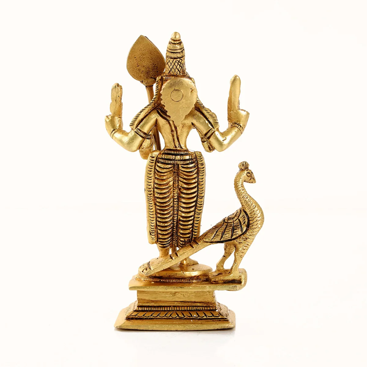 Murugan Statue - 5 x 2.5 Inches | Antique Brass Statue/ Murugan with Peacock Idol/ Murugan Silai for Pooja - Image 5