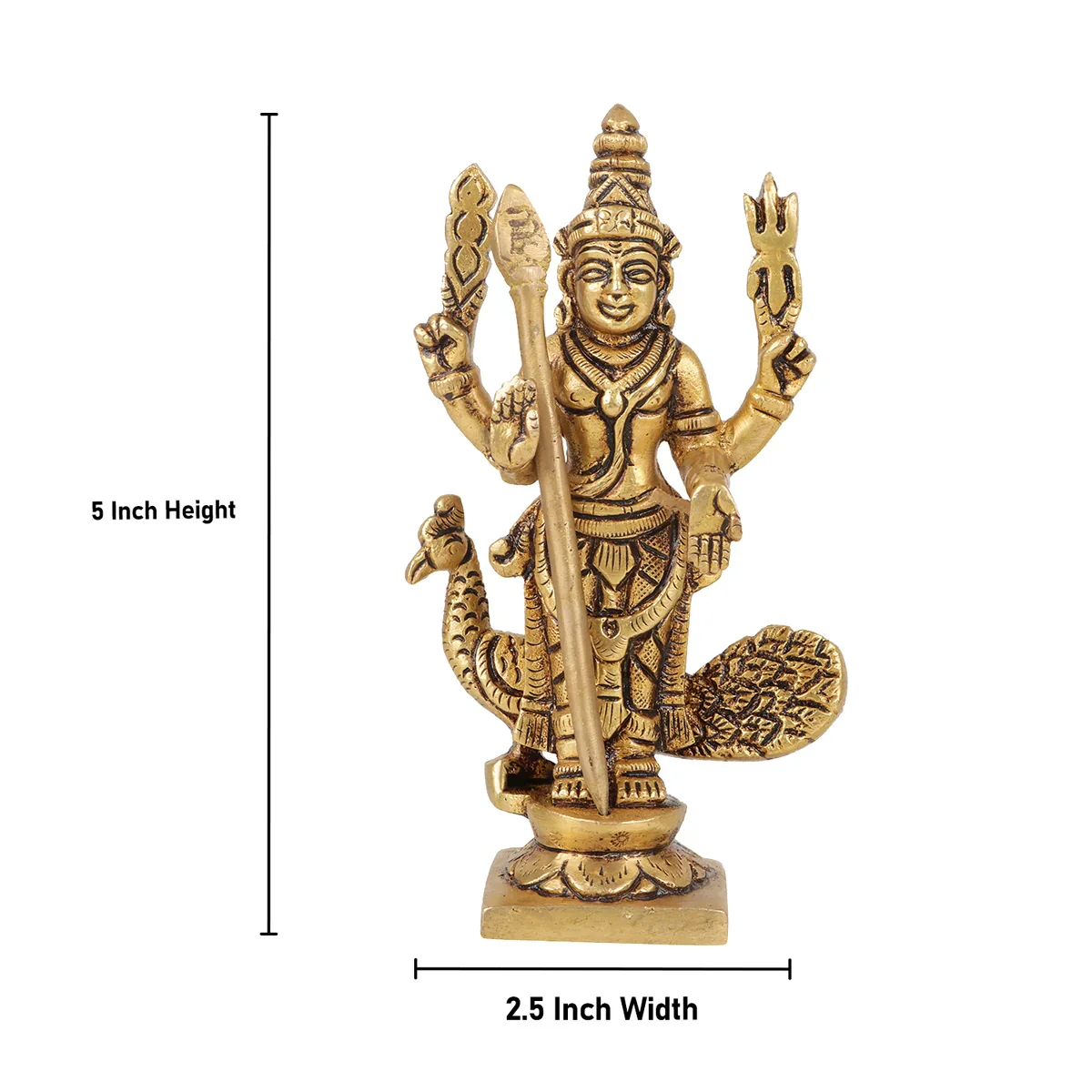 Murugan Statue - 5 x 2.5 Inches | Brass Statue/ Murugan Idol for Pooja/ 440 Gms Approx - Image 5