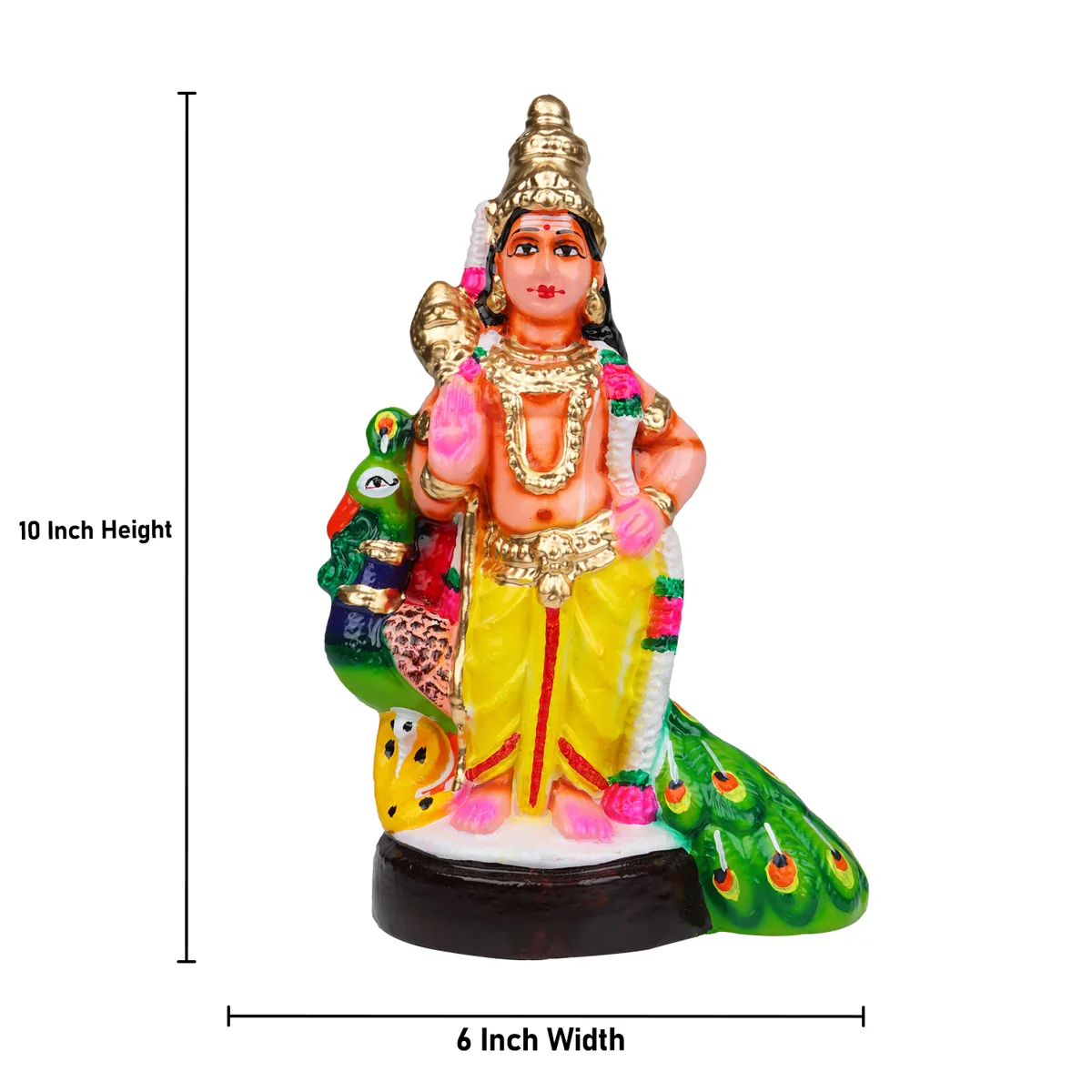 Murugan Statue Clay Golu Bommai - 10 X 6 Inches | Navaratri Golu Gombe/ Giri Golu Doll/ Navratri Decor - Image 5