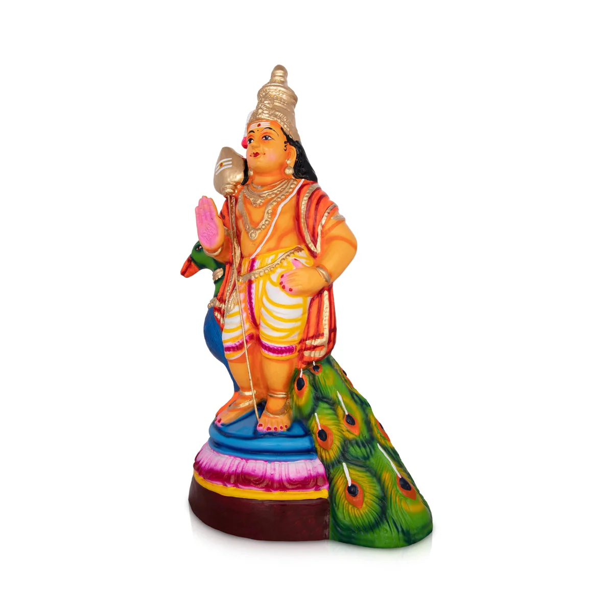 Murugan Statue Paper Mache Golu Bommai - 17 X 10 Inches | Navaratri Gombe/ Giri Golu Doll/ Navratri Decor - Image 2