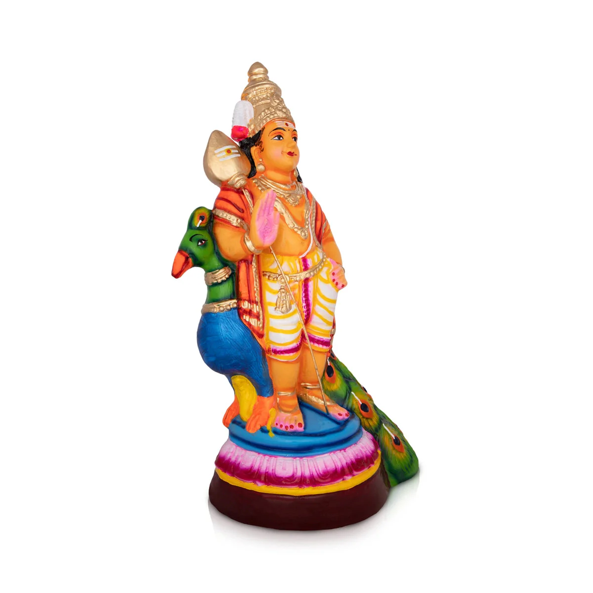 Murugan Statue Paper Mache Golu Bommai - 17 X 10 Inches | Navaratri Gombe/ Giri Golu Doll/ Navratri Decor - Image 3