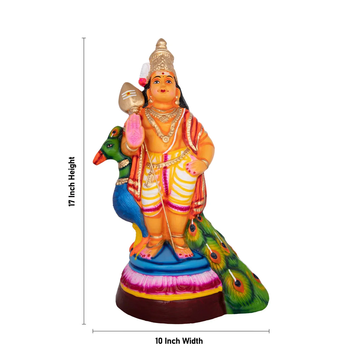 Murugan Statue Paper Mache Golu Bommai - 17 X 10 Inches | Navaratri Gombe/ Giri Golu Doll/ Navratri Decor - Image 5