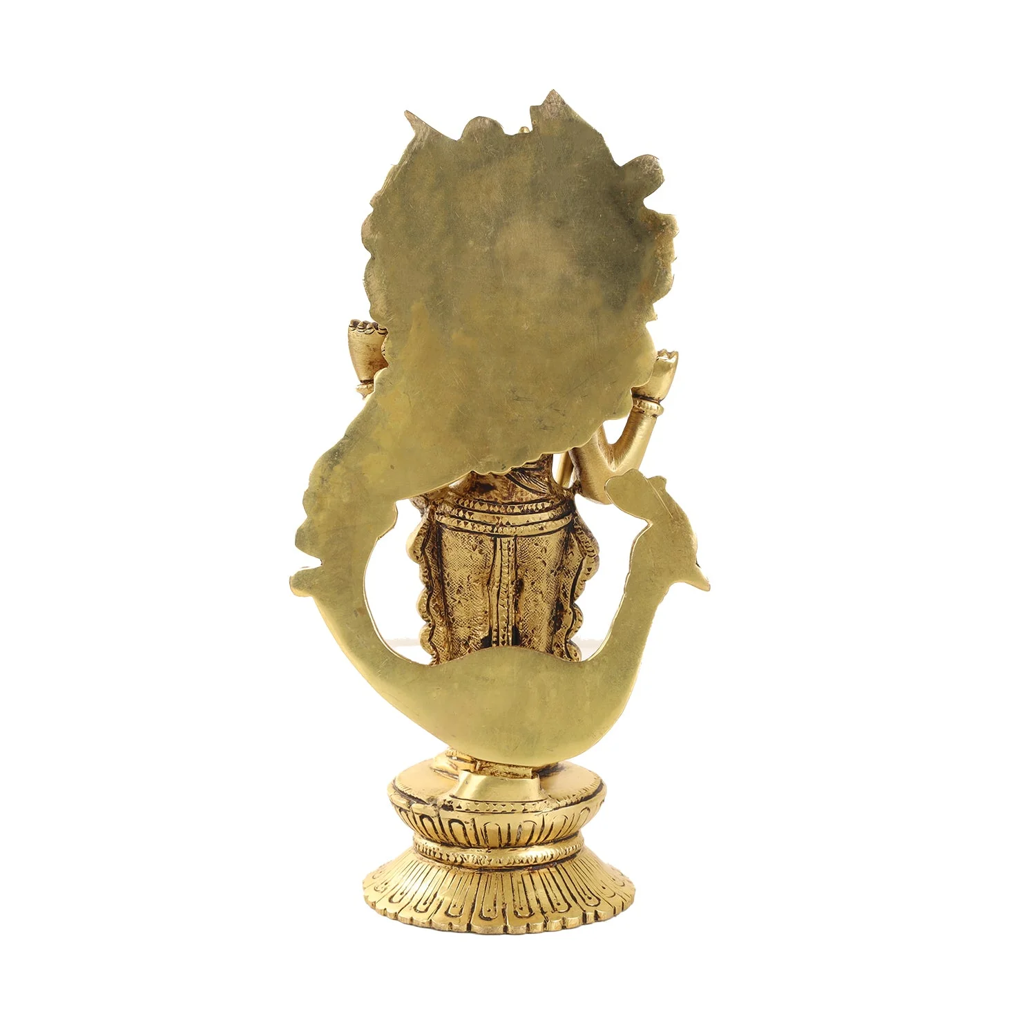 Murugan Statue Standing On Base - 10 x 5 Inches | Antique Brass Idol/ Kartikeya Statue With Peacock for Pooja - Image 4