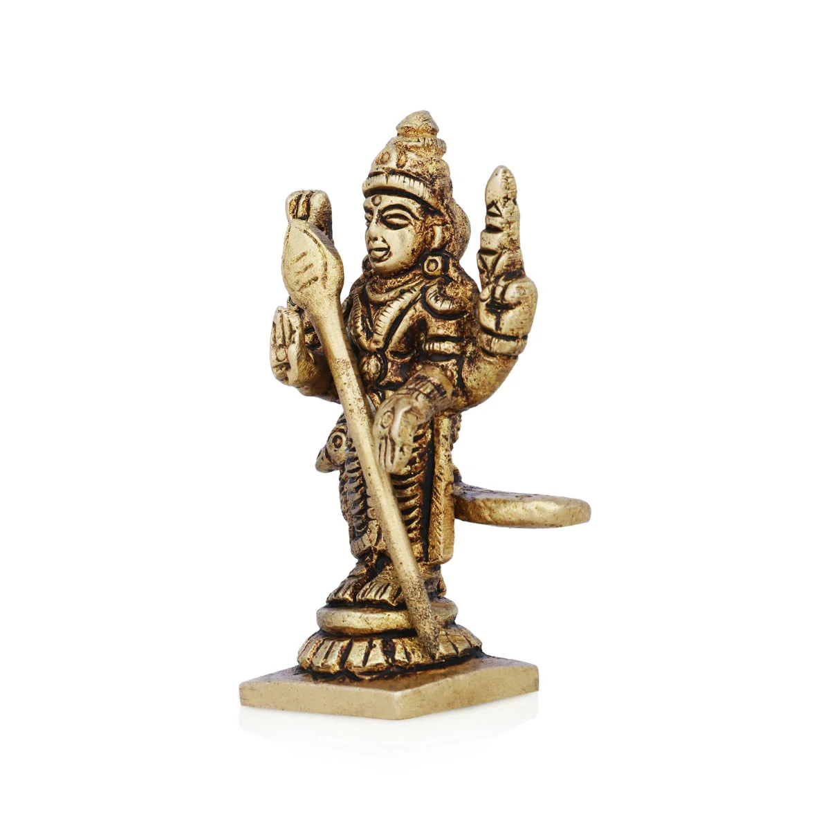 Murugan Statue Standing On Base- 2.5 x 1.75 Inches | Antique Brass Idol/Kartikeya Statue With Peacock for Pooja - Image 3