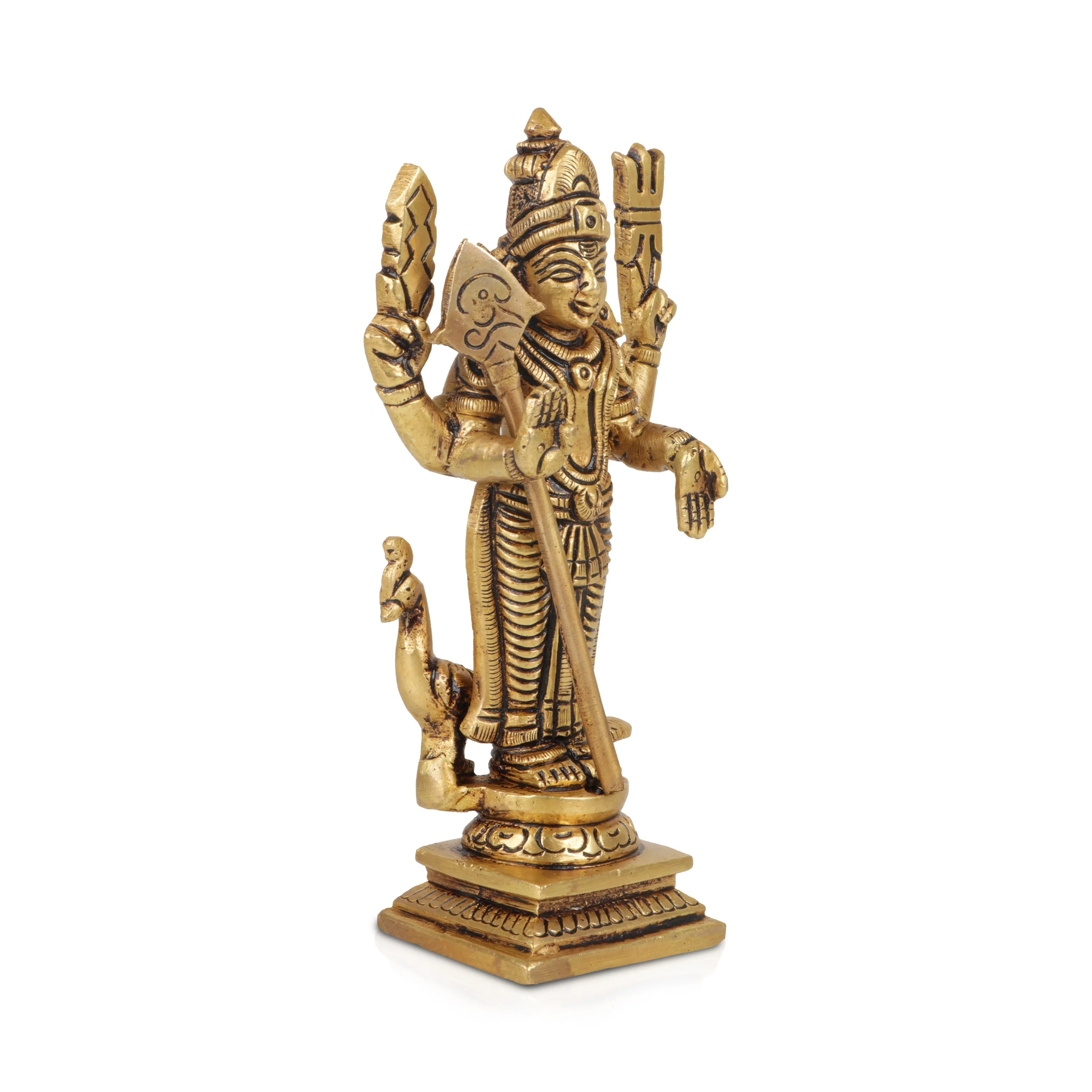 Murugan Statue Standing On Base - 6 x 3 Inches | Antique Brass Idol/ Kartikeya Statue For Devotional Worship - Image 3