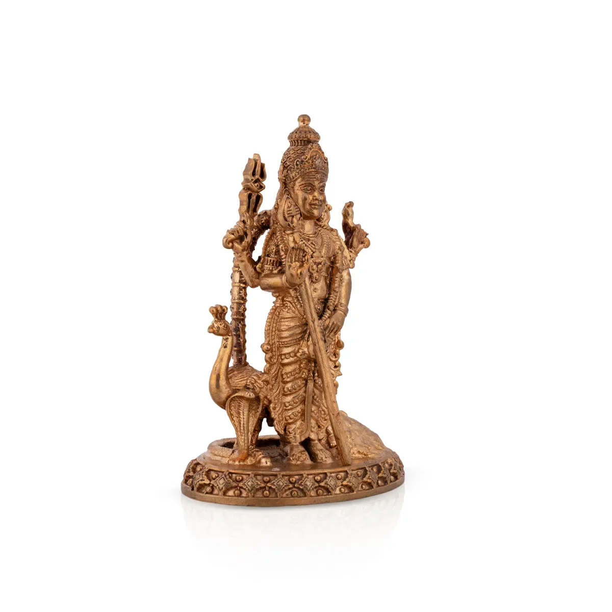 Murugan Statue Standing On Base With Peacock- 4 X 2.5 Inches | Panchaloha Statue/ Kartikeya Statue For Worship - Image 3