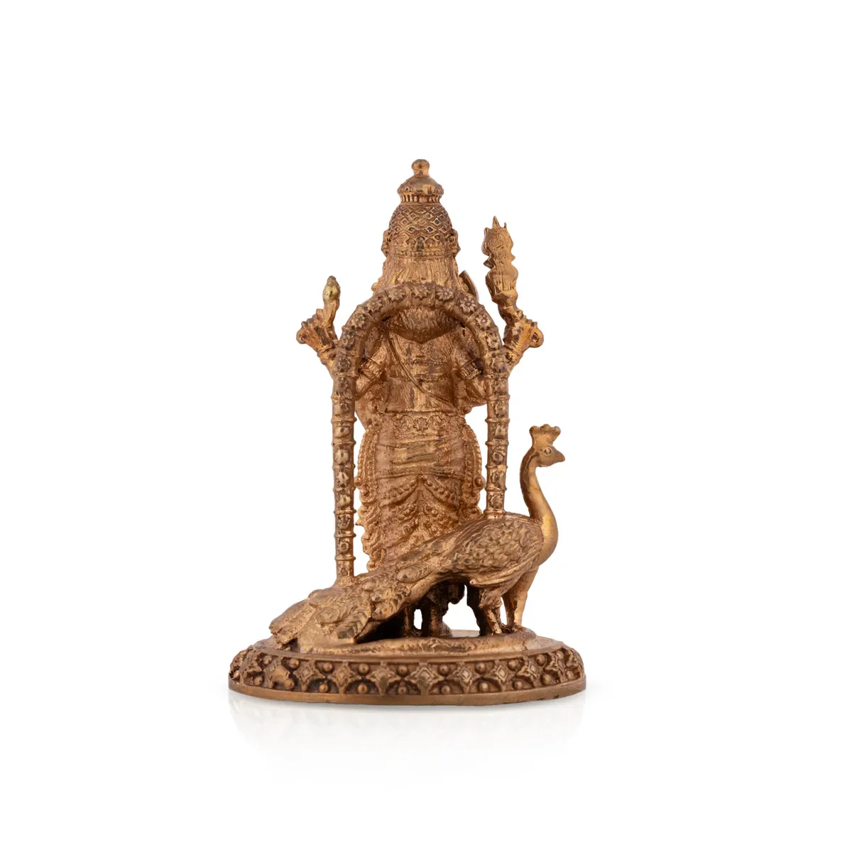Murugan Statue Standing On Base With Peacock- 4 X 2.5 Inches | Panchaloha Statue/ Kartikeya Statue For Worship - Image 5