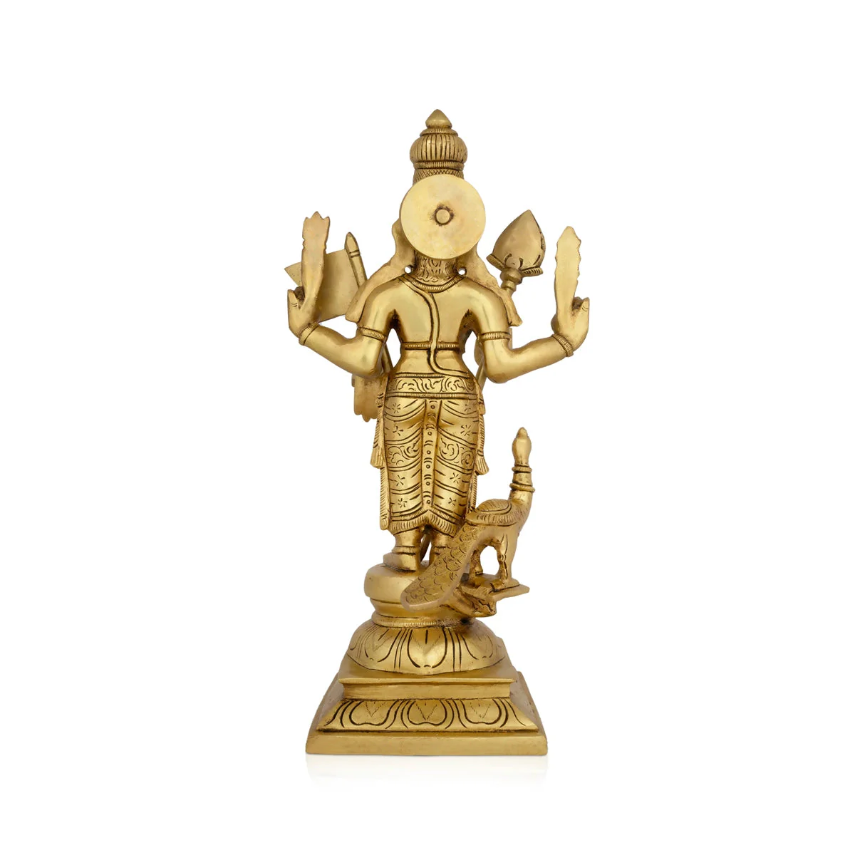 Murugan Statue With Peacock Standing On Base - 16 X 8 Inches | Kartikeya Statue/ Antique Brass Idol For Home - Image 5