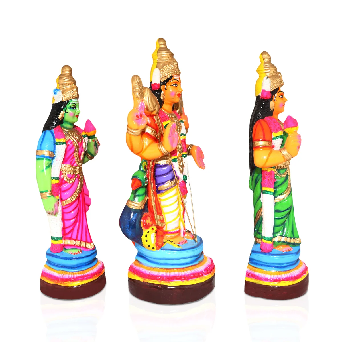 Murugan Valli Deivanai Paper Mache Golu Bommai Set - 18 x 9 Inches | Giri Golu Doll/ Navaratri Golu Bomma/Gombe - Image 2