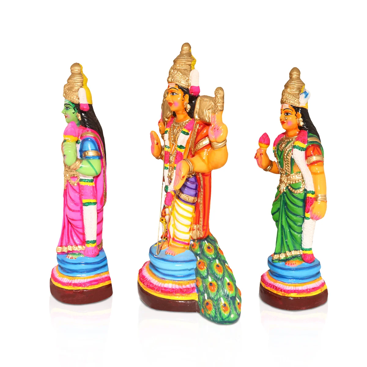 Murugan Valli Deivanai Paper Mache Golu Bommai Set - 18 x 9 Inches | Giri Golu Doll/ Navaratri Golu Bomma/Gombe - Image 3