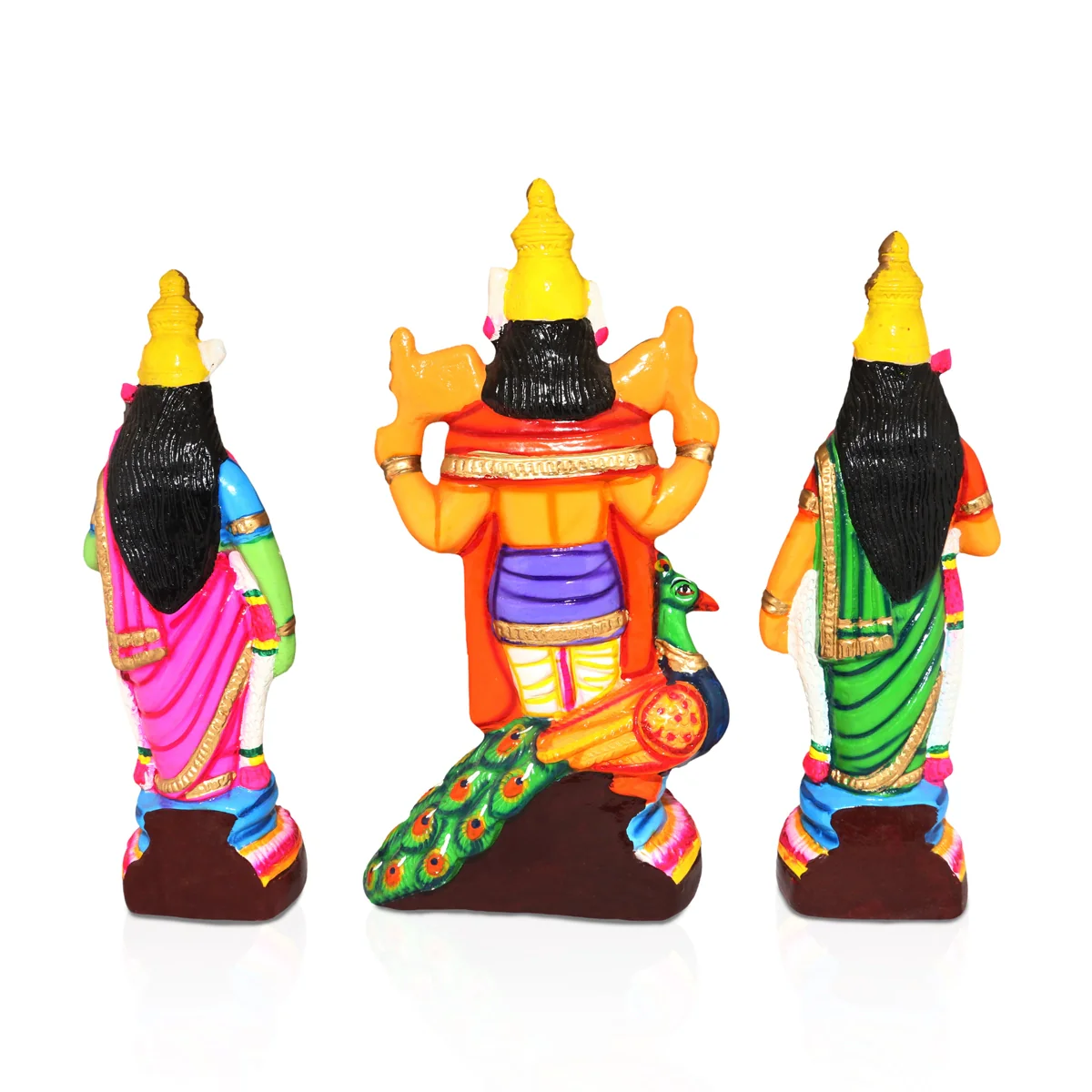 Murugan Valli Deivanai Paper Mache Golu Bommai Set - 18 x 9 Inches | Giri Golu Doll/ Navaratri Golu Bomma/Gombe - Image 4