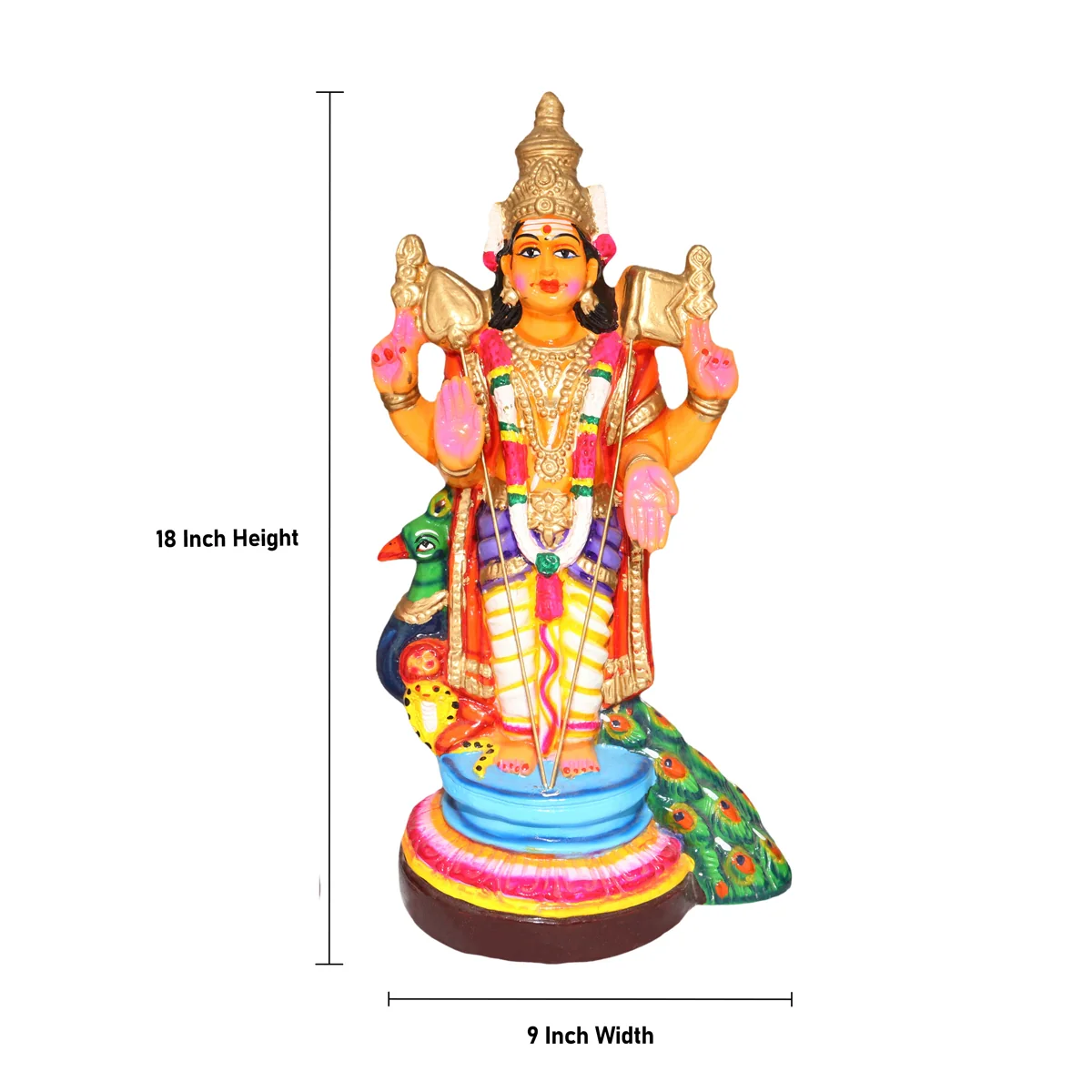 Murugan Valli Deivanai Paper Mache Golu Bommai Set - 18 x 9 Inches | Giri Golu Doll/ Navaratri Golu Bomma/Gombe - Image 5