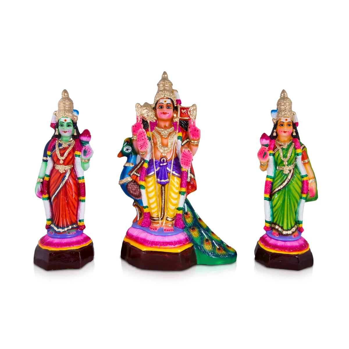 Murugan Valli Deivanai Paper Mache Golu Bommai Set - 20 x 11 Inches | Giri Golu Doll/ Navaratri Golu Bomma - Image 2
