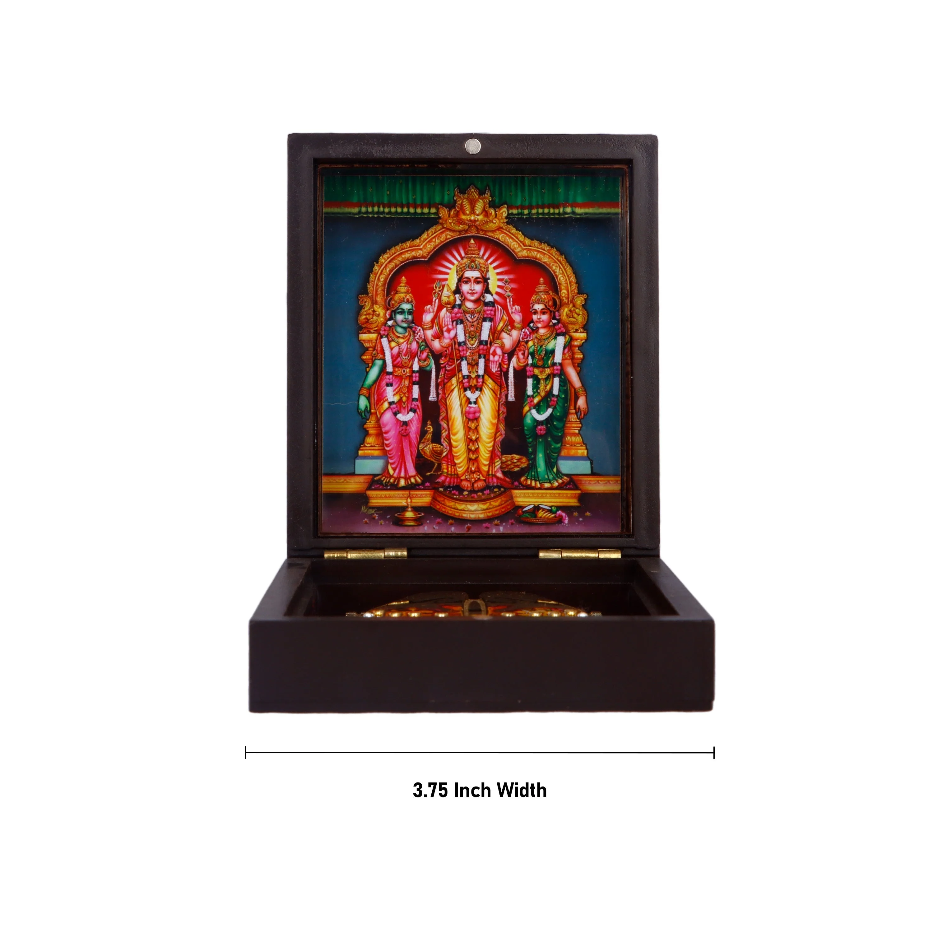 Murugan Valli Deivanai Pooja Box - 1.5 X 3.75 X 4 Inches | Puja Box/ Charan Paduka Box For Worship - Image 3