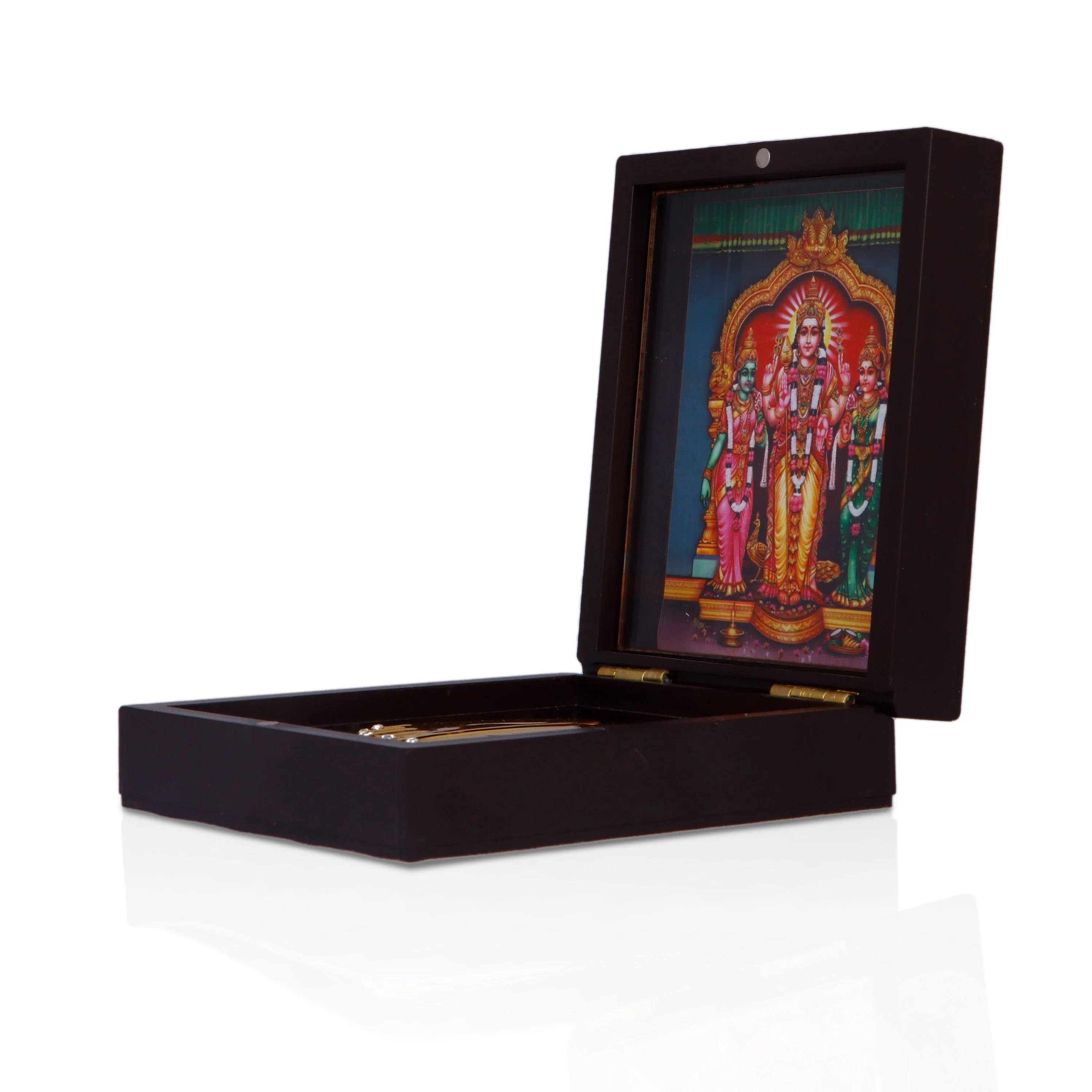 Murugan Valli Deivanai Pooja Box - 1.5 X 3.75 X 4 Inches | Puja Box/ Charan Paduka Box For Worship - Image 5