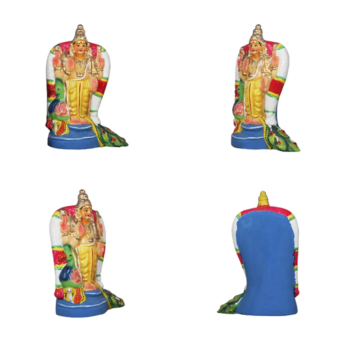 Murugan Valli Deivanai Clay Golu Bommai Set - 10 Inches | Giri Golu Doll/ Navaratri Golu Bomma/Gombe/Bommai - Image 3