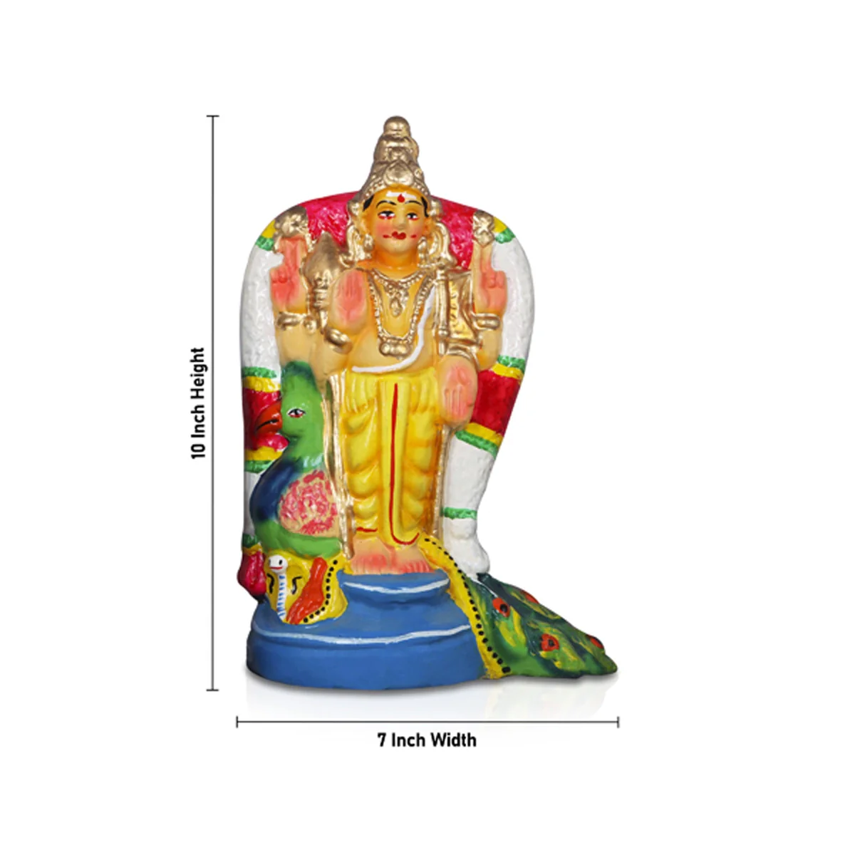 Murugan Valli Deivanai Clay Golu Bommai Set - 10 Inches | Giri Golu Doll/ Navaratri Golu Bomma/Gombe/Bommai - Image 6