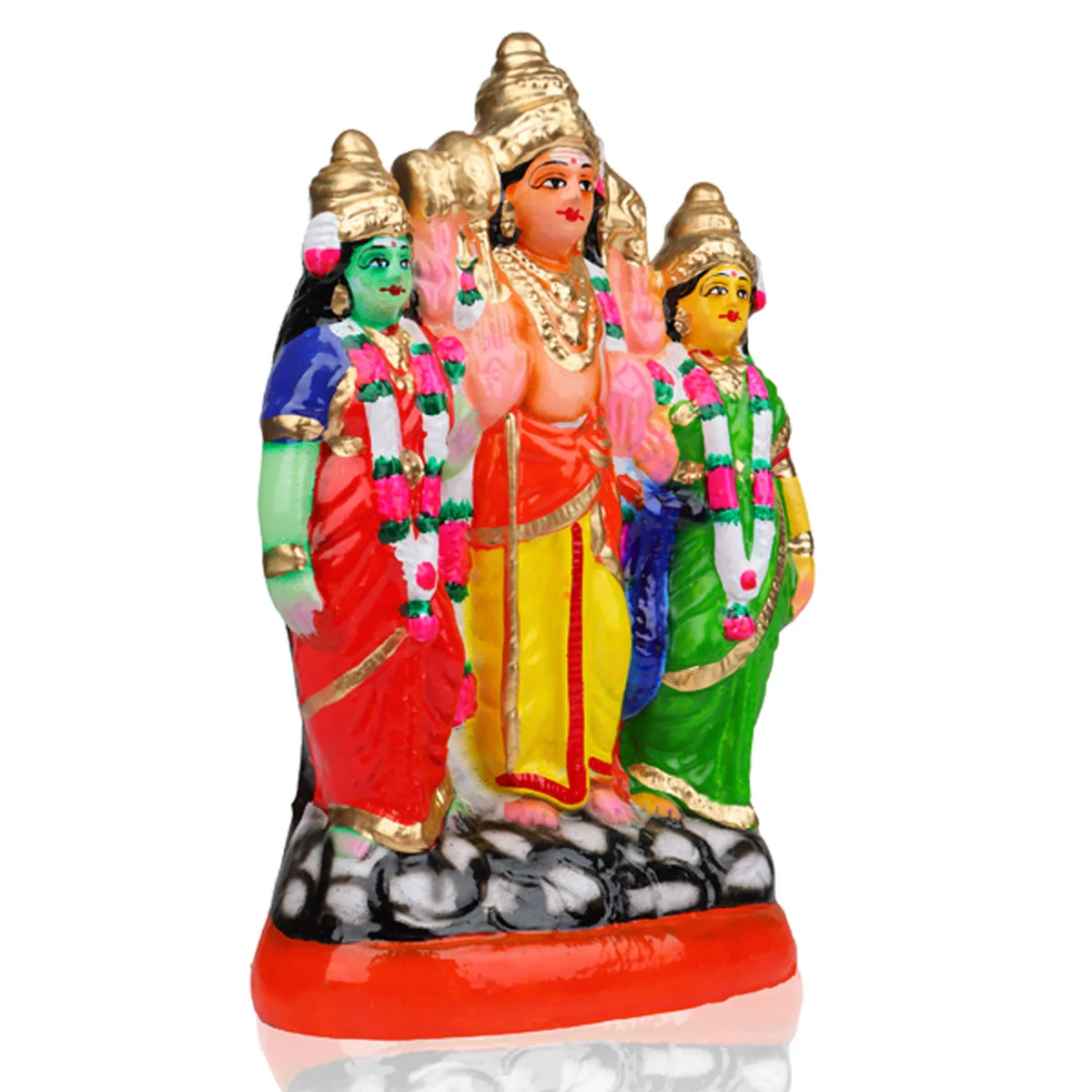 Murugan Valli Deivanai Clay Golu Bommai Set - 10 Inches | Giri Golu Doll/ Navaratri Golu Bomma/Gombe/Bommai - Image 3