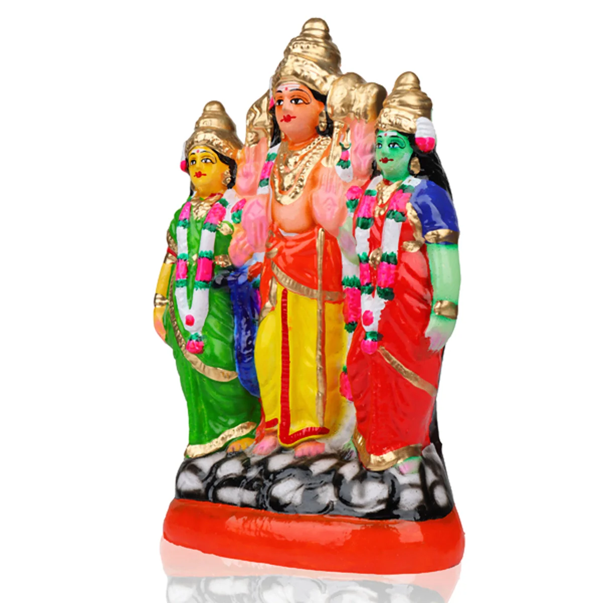Murugan Valli Deivanai Clay Golu Bommai Set - 10 Inches | Giri Golu Doll/ Navaratri Golu Bomma/Gombe/Bommai - Image 4