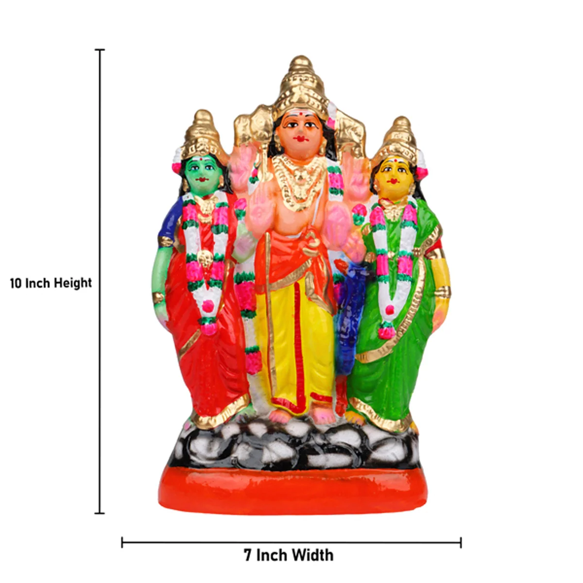 Murugan Valli Deivanai Clay Golu Bommai Set - 10 Inches | Giri Golu Doll/ Navaratri Golu Bomma/Gombe/Bommai - Image 5
