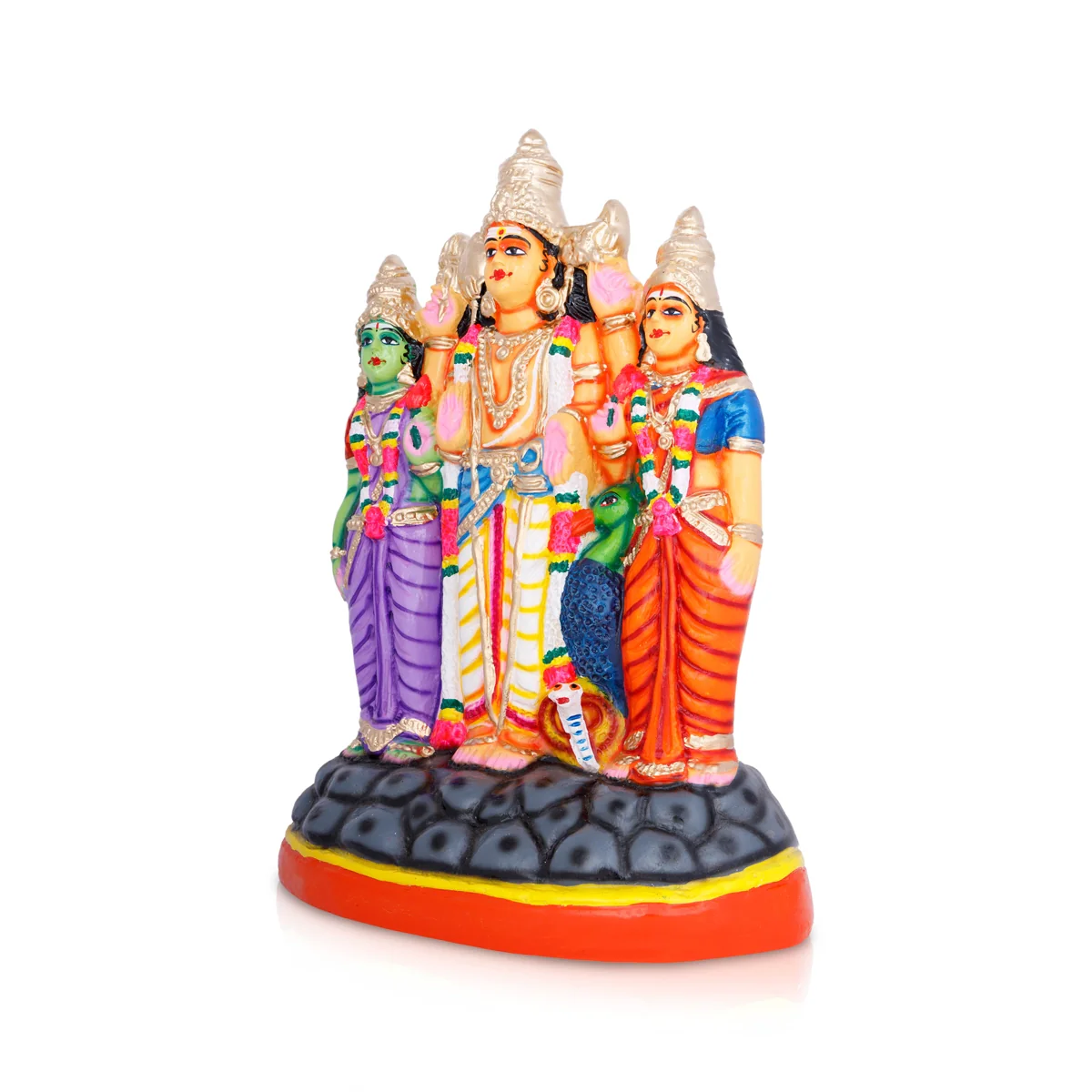 Murugan Valli Deivanai Statue Paper Mache Golu Bommai - 16 X 10 Inches | Navaratri Golu Gombe/ Giri Golu Doll - Image 2