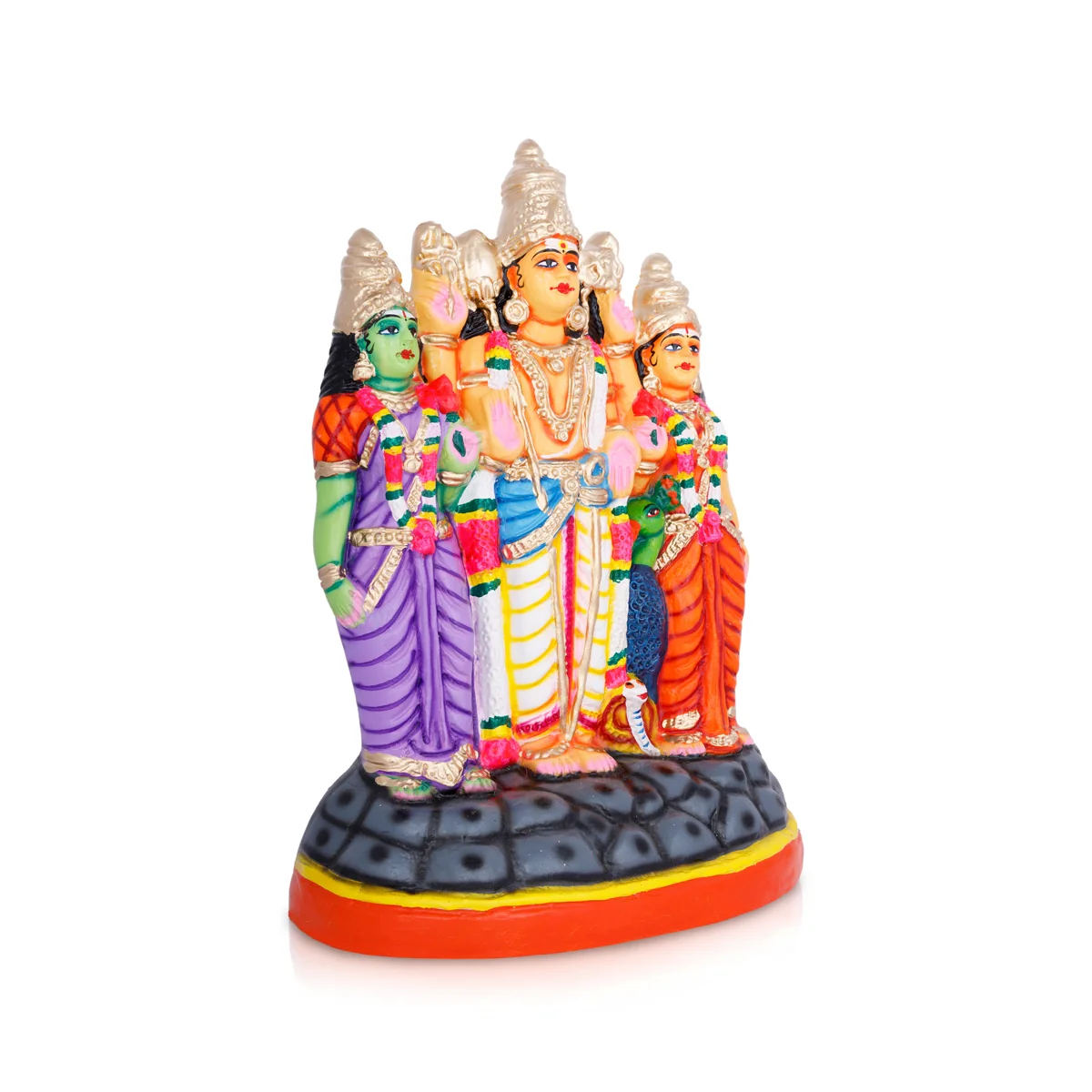 Murugan Valli Deivanai Statue Paper Mache Golu Bommai - 16 X 10 Inches | Navaratri Golu Gombe/ Giri Golu Doll - Image 3