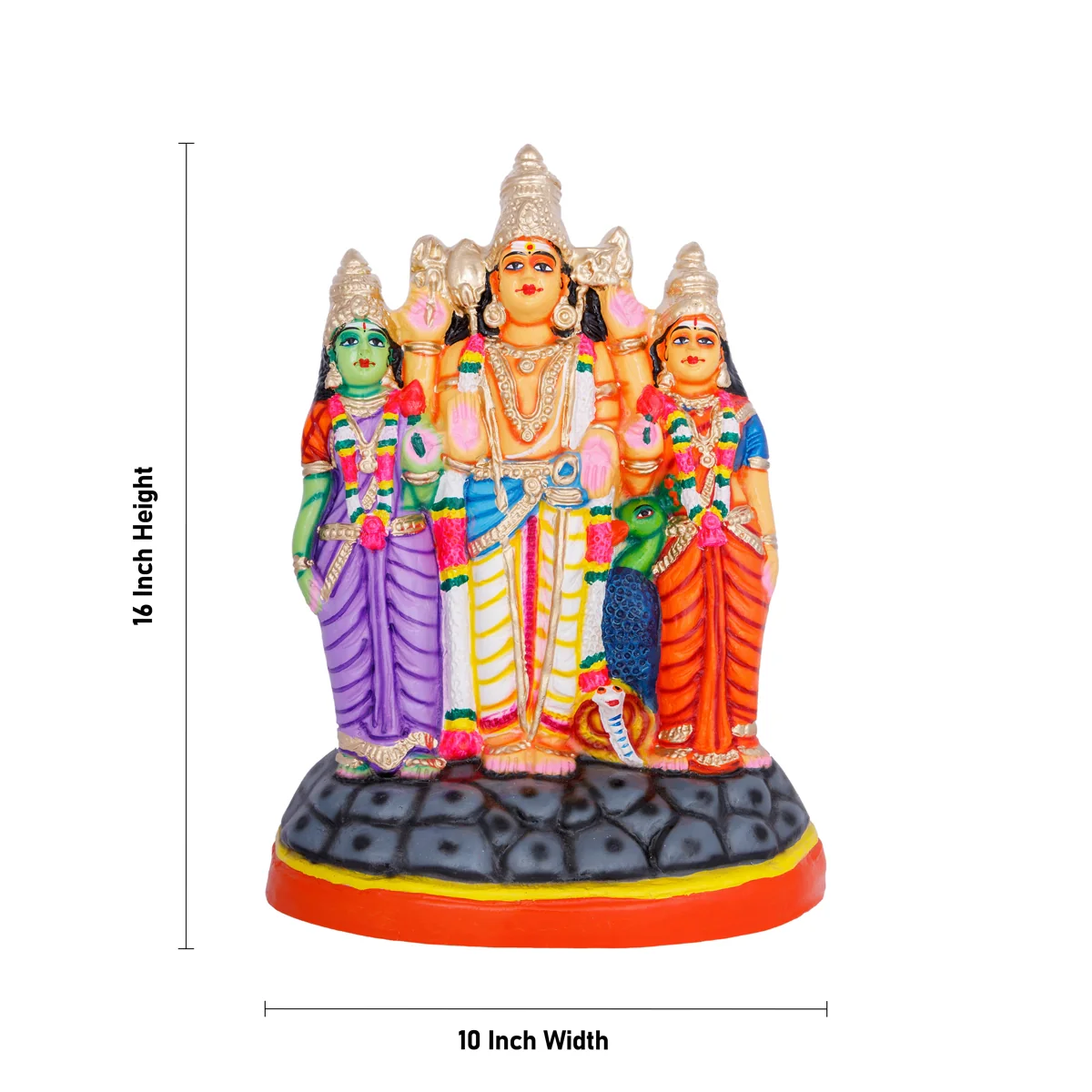 Murugan Valli Deivanai Statue Paper Mache Golu Bommai - 16 X 10 Inches | Navaratri Golu Gombe/ Giri Golu Doll - Image 4