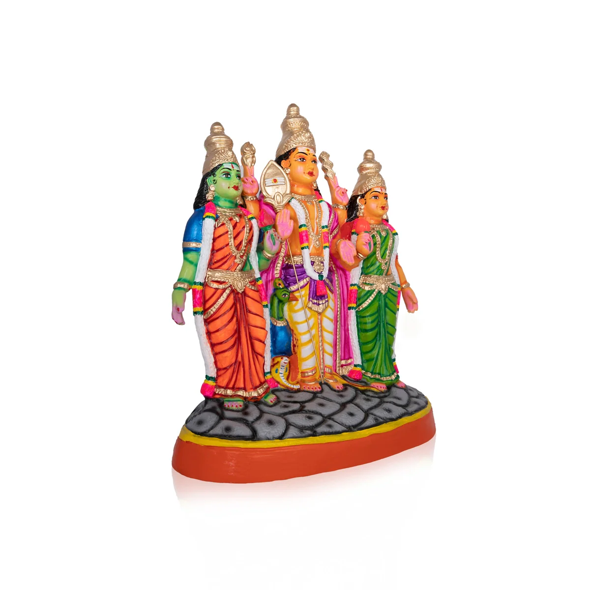 Murugan Valli Deivanai Statue Paper Mache Golu Bommai - 21 X 18 Inches | Giri Golu Doll/ Navaratri Gombe - Image 2